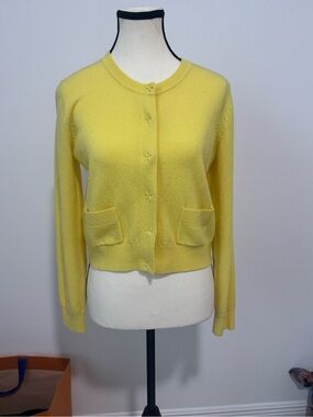 PAULE KA Yellow Crewneck Pocket Cardigan